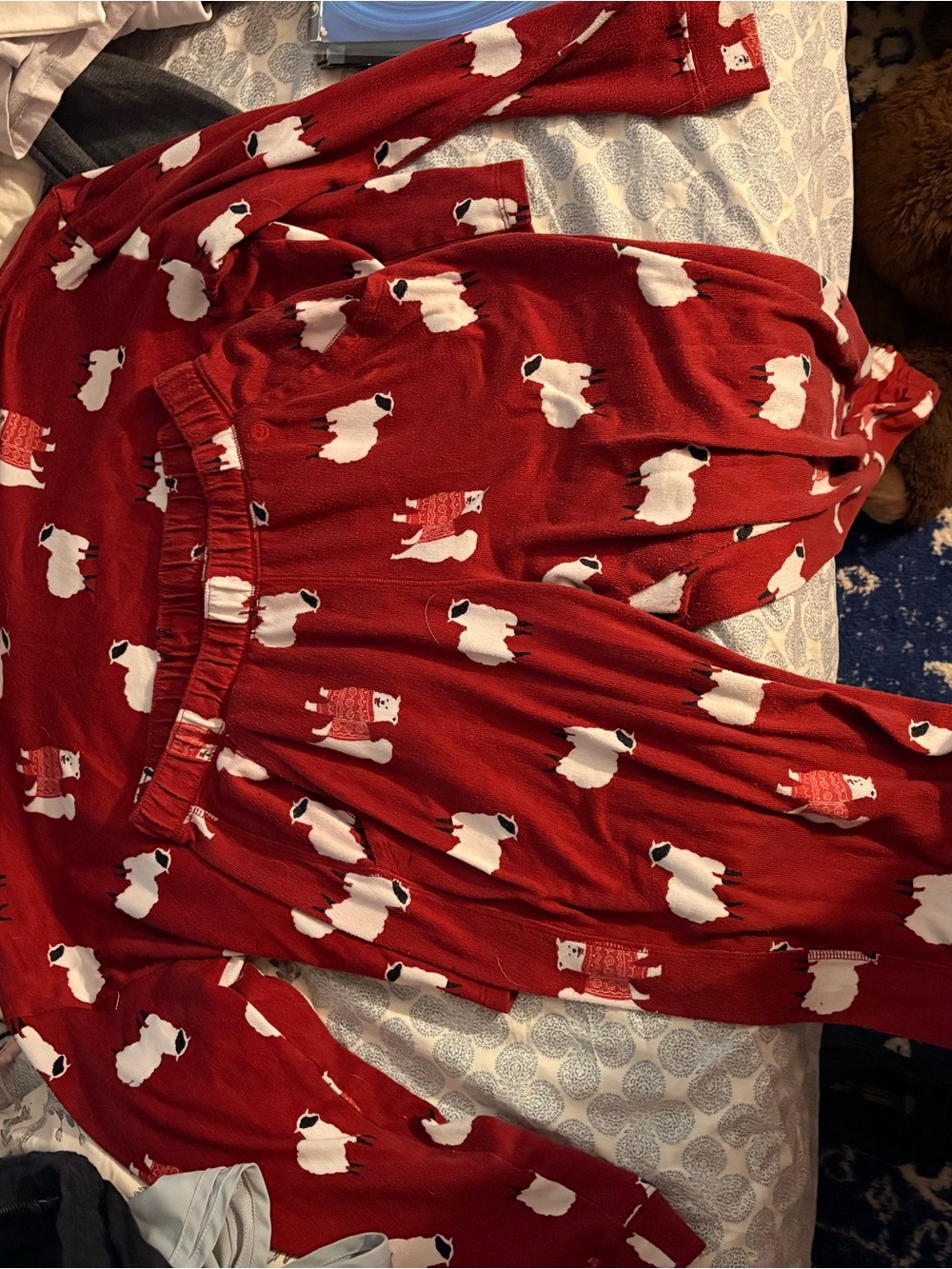 Gilly Hicks Red Kids Pajama Set with White Sheep Print